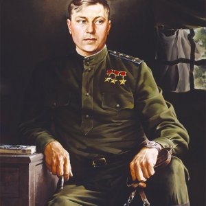 Лётчик-истребитель А. Покрышкин, художник - Присекин Сергей Николаевич (1958 - 2015)